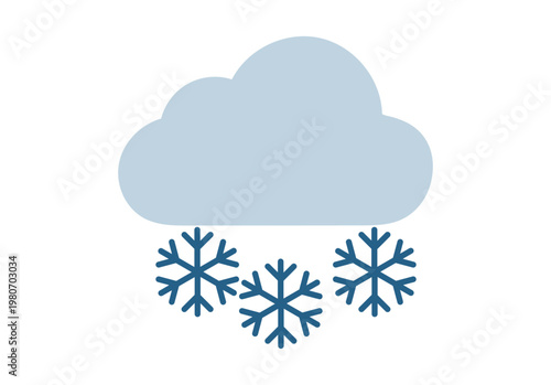Icono meteorológico de nube con copos de nieve que representa un pronóstico de nevadas y clima invernal