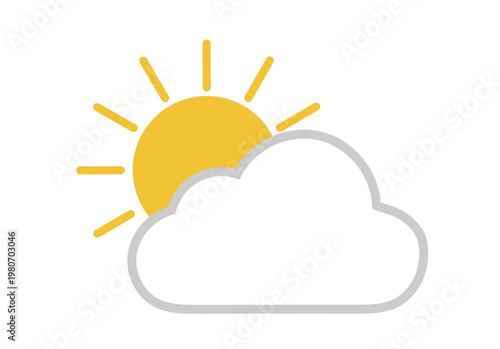 Icono meteorológico de sol brillante parcialmente cubierto por una nube que representa un día de cielo nuboso