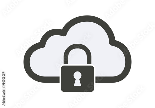 Nube con un candado de seguridad cerrado que representa el almacenamiento de datos protegido