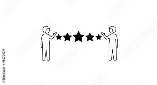 Two people exchange stars, symbolizing rating and feedback