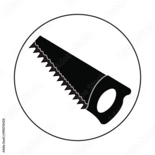 Vector of a handsaw tool inside a circular frame