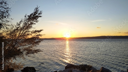 Sunset on Bolsena lake. Viterbo, Lazio. Italy