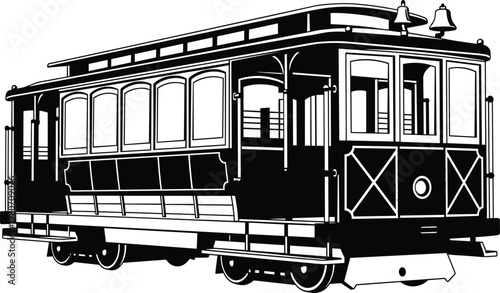 Vintage cable car vector illustration of a classic San Francisco tram for historic city transportation tourism and retro urban travel design