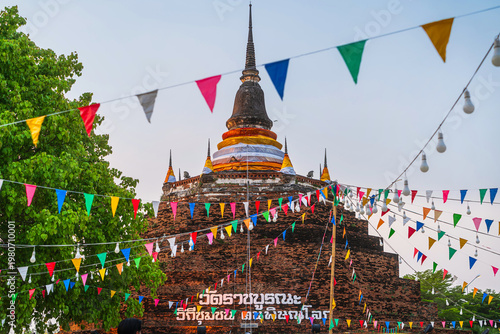 PHITSANULOK, THAILAND - April 9,2026: Thai people come to build the Sand Pagoda for return the sand to the temple on Songkran festival at Ratchaburana temple in Phitsanulok Thailand.