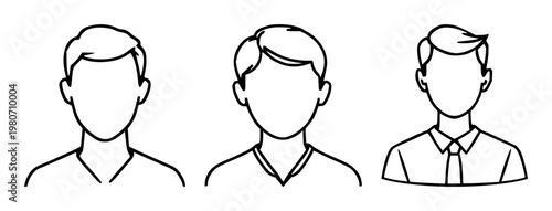 User profile avatar icon set with stylized monochrome silhouette design featuring modern, simple, flat design with gender neutrality and personalization