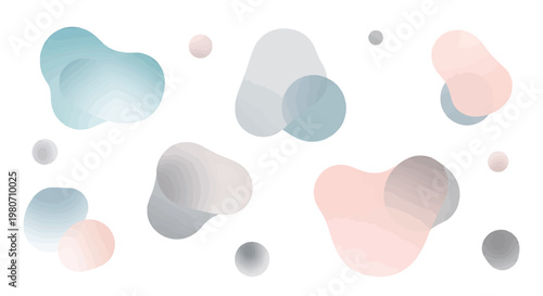 Colorful abstract shapes floating freely.