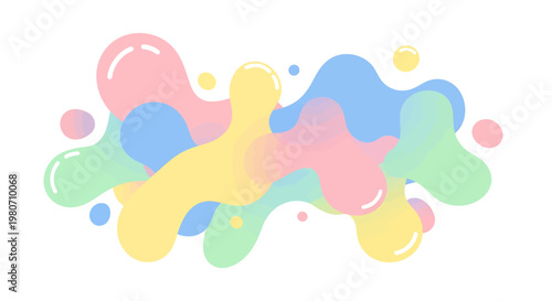 Colorful abstract liquid shapes splatter.