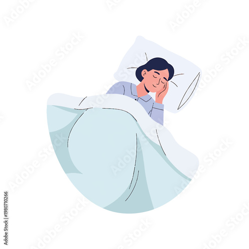 Woman Sleeping in Bed Asleep.