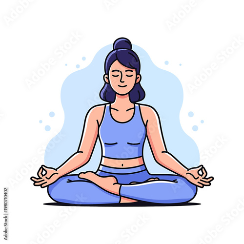 Woman in yoga meditation pose sitting 2.