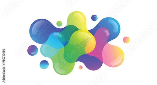 Colorful Bubbles Floating Together Freely.