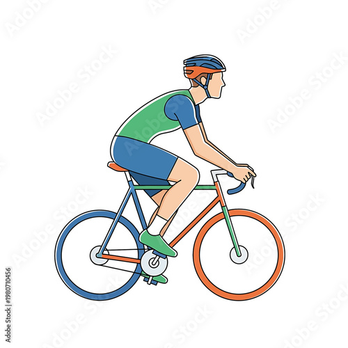 Man Riding a Bicycle Quickly Outdoors.