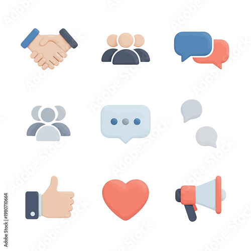 Flat design communication and people icons.