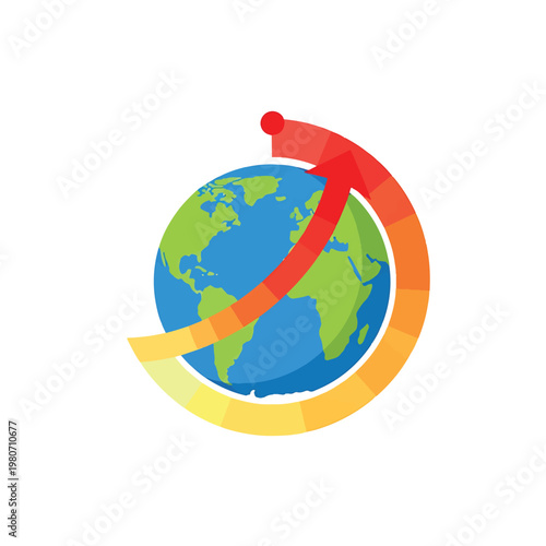 Earth Globe with Colorful Arrow.