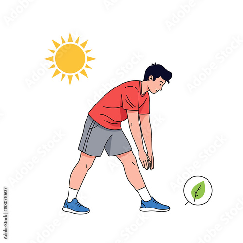 Man bending over in the heat.