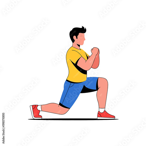 Man doing a lunge exercise.