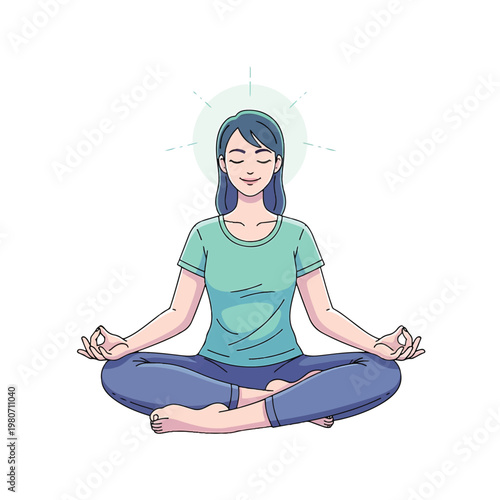 Woman Sitting in Yoga Pose.