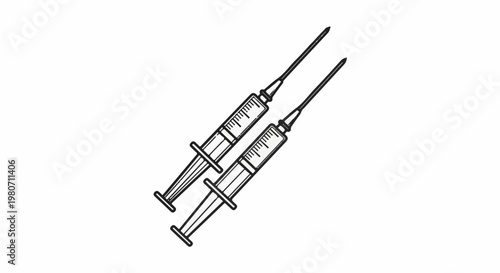 Two medical syringes with needles in a diagonal composition on white