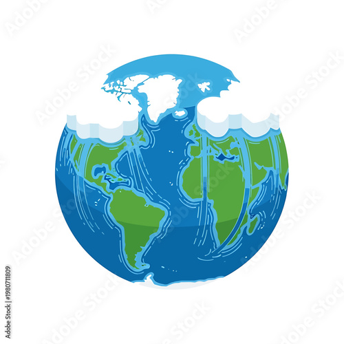 Earth Planet Globe Melting Ice Caps.