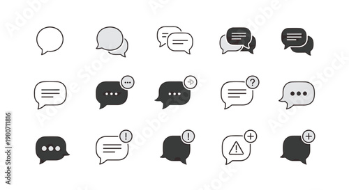 Black and white chat speech bubbles.