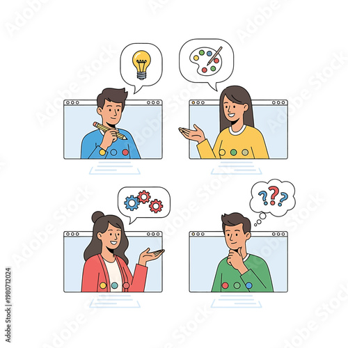 People thinking and using phones.