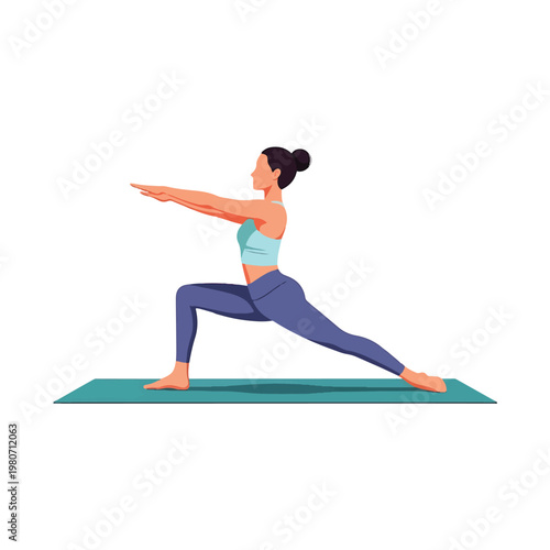 Woman in Warrior Yoga Pose.