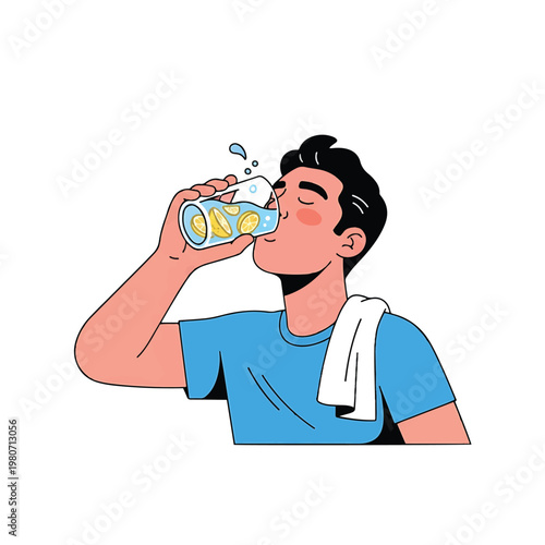 Man drinking water from bottle.