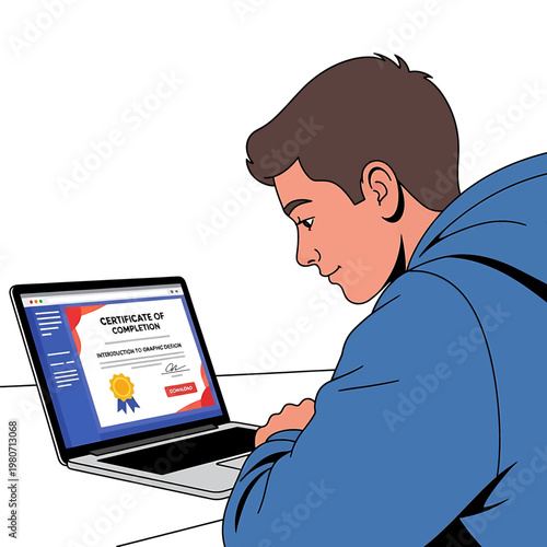Man looking at laptop screen.