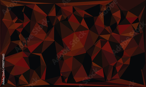 Abstract geometric pattern featuring a dark red and black low poly style triangular mesh design isolated on white background