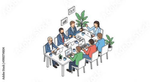 Business people sitting around table.