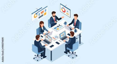 Business people sitting at meeting table.