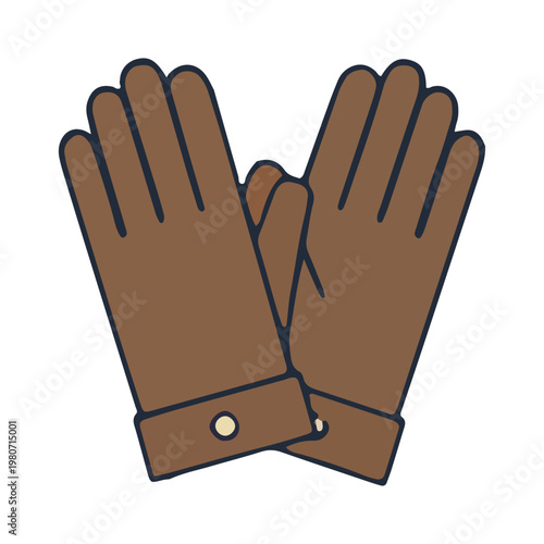 Brown Leather Winter Gloves Vector