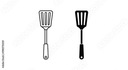 Simple flat vector illustration showing two minimalist kitchen spatula designs for cooking and food preparation tasks