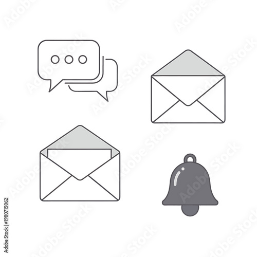 Email notification message icons set.