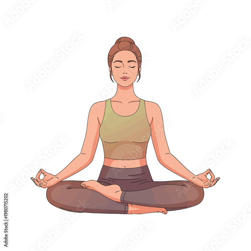 Woman in yoga meditation position sitting.