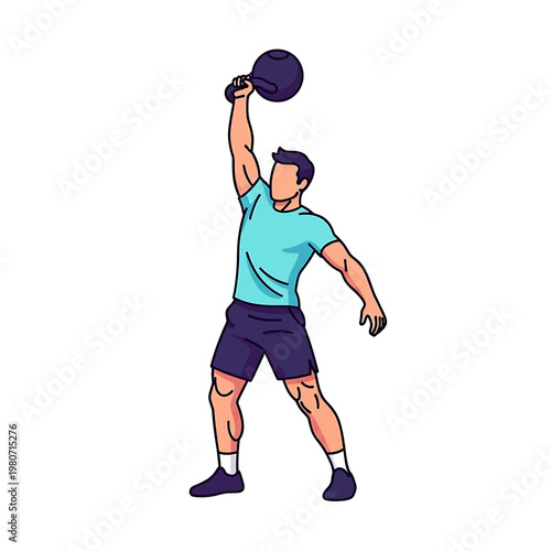 Man lifting heavy weight overhead strong.