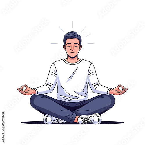 Man Sitting in Meditation Posture 6.