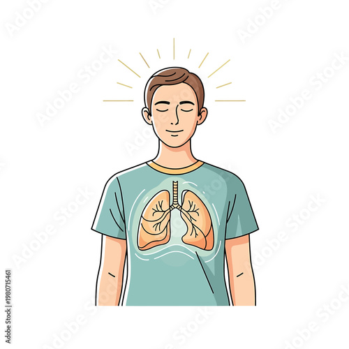 Man wearing lungs print tshirt.