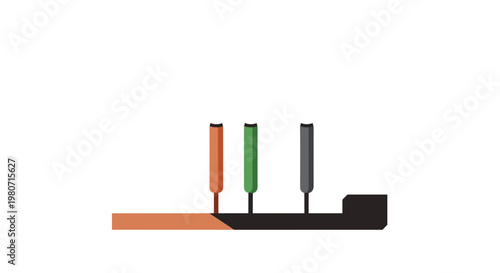 Minimalist illustration of incense sticks burning in a sleek holder, featuring bold colors on a white background with modern design elements