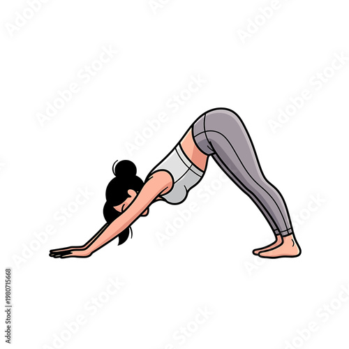 Woman doing downward facing dog yoga 2.