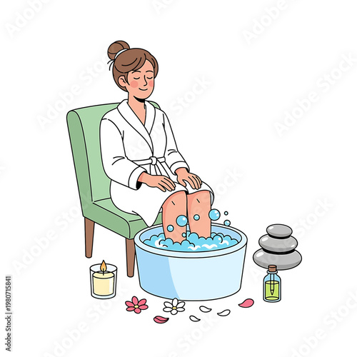 Woman getting foot spa treatment.