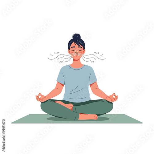 Woman meditating in lotus position 4.