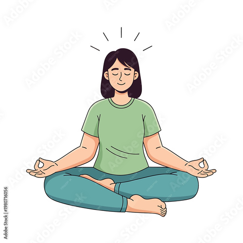Woman meditating in lotus position calmly 2.