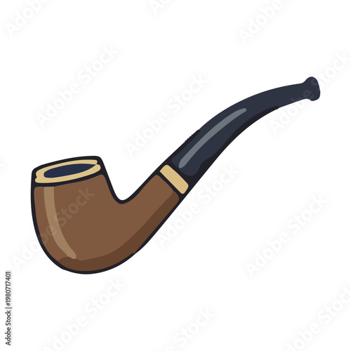 Vintage wooden smoking pipe illustration