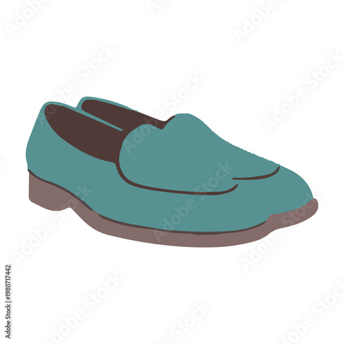 Stylish Teal Loafers Footwear Illustration