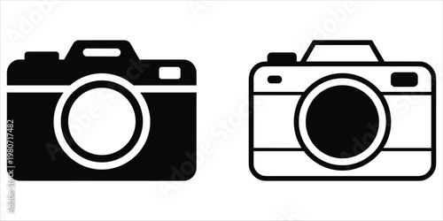 Black and white camera icons representing photography and imaging image picture