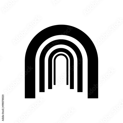 Black and white archway tunnel entrance.