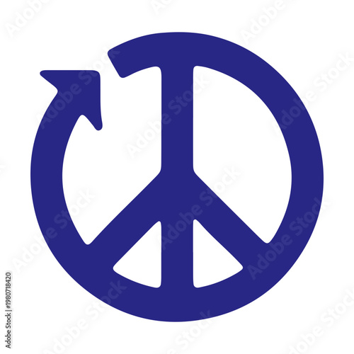 Blue Peace Sign Recycle Icon