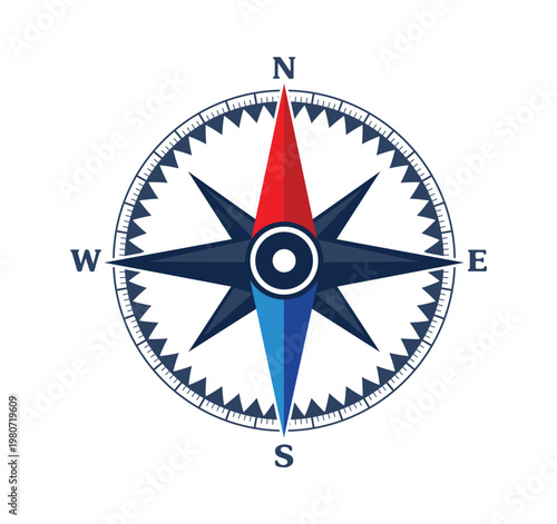 Cuadro en lienzo Compass vector illustration on white background