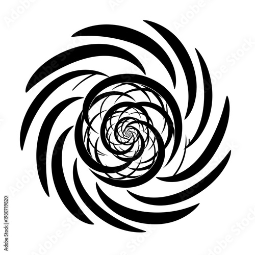 Black spiral graphic design element.