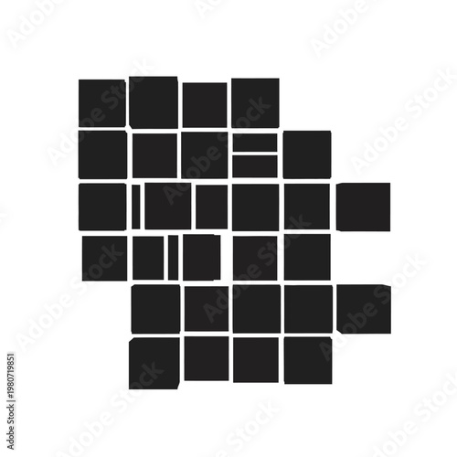Black squares mosaic pixel art design.